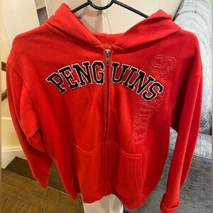 Penguins Red Full-Zip Hoodie Sweater